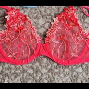 NWOT Malizia By La Perla RED Bra—Shear with Lace 34C